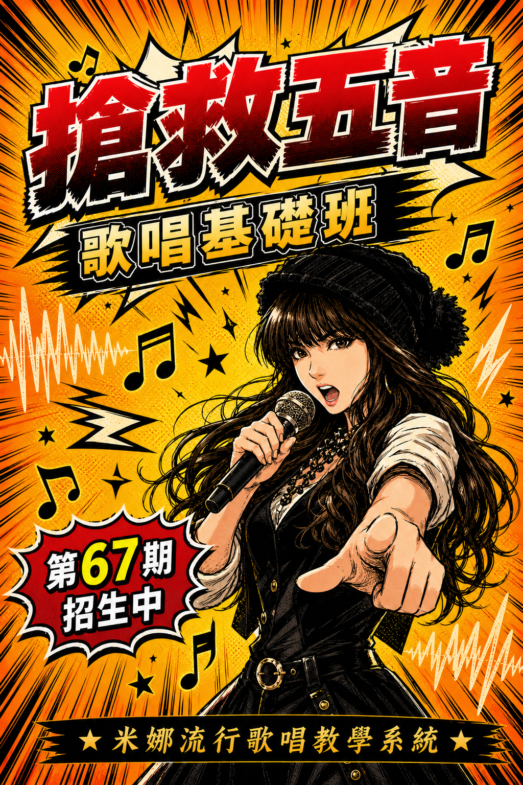 搶救五音大作戰歌唱基礎第67期直式漫畫風海報